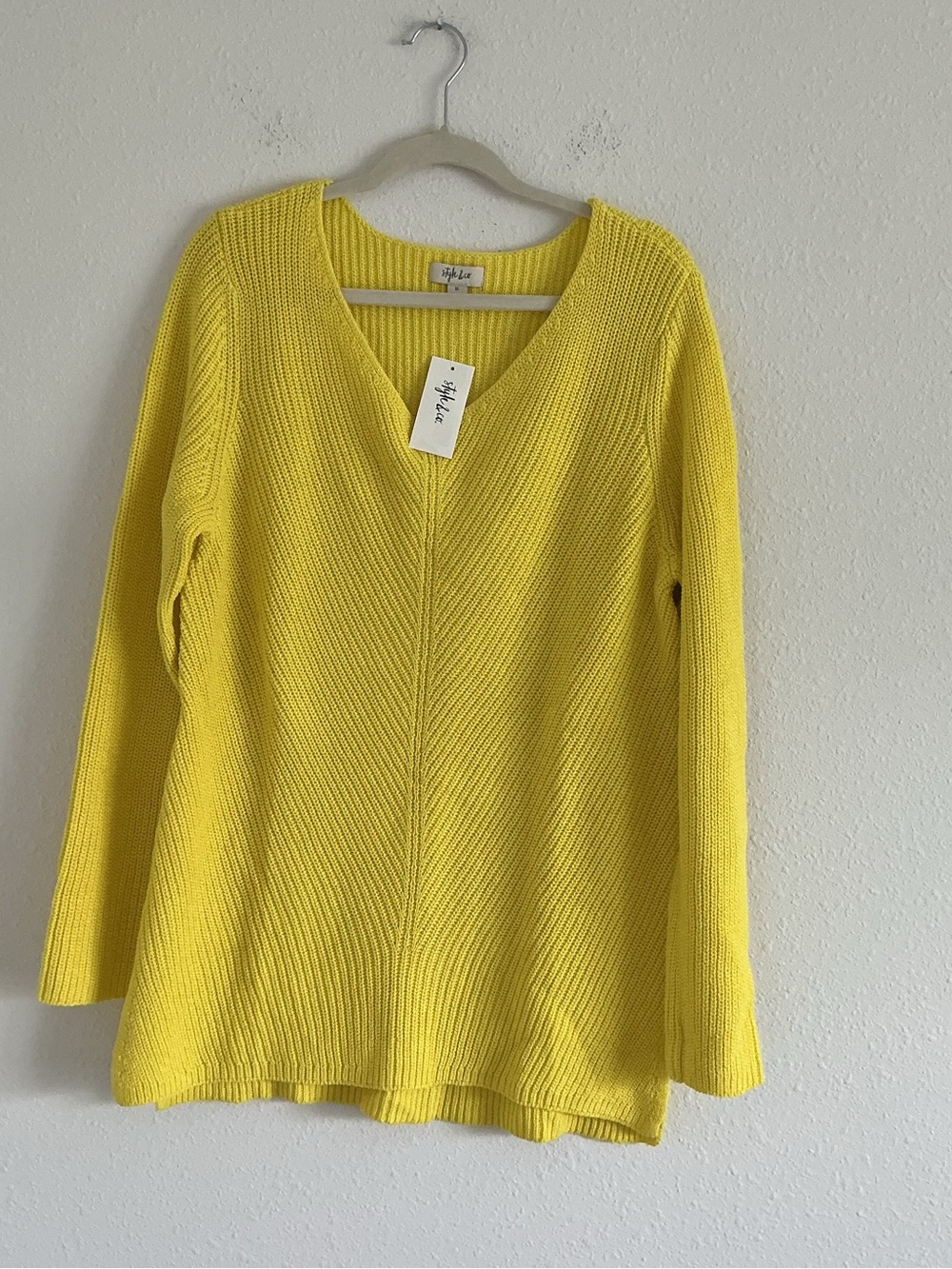 Style & Co. Sunny Yellow V-Neck Ribbed Knit Sweater